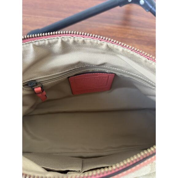 RARE Y2K COACH Legacy Signature Beige Coral/Pink Leather Shoulder Bag w/Turnlock - Picture 15 of 16